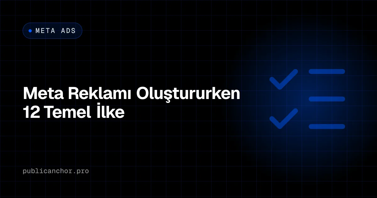 Meta reklam oluşturma adımlarını kontrol listesi ikonuyla simgeleyen kapak görseli