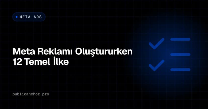 Meta reklam oluşturma adımlarını kontrol listesi ikonuyla simgeleyen kapak görseli