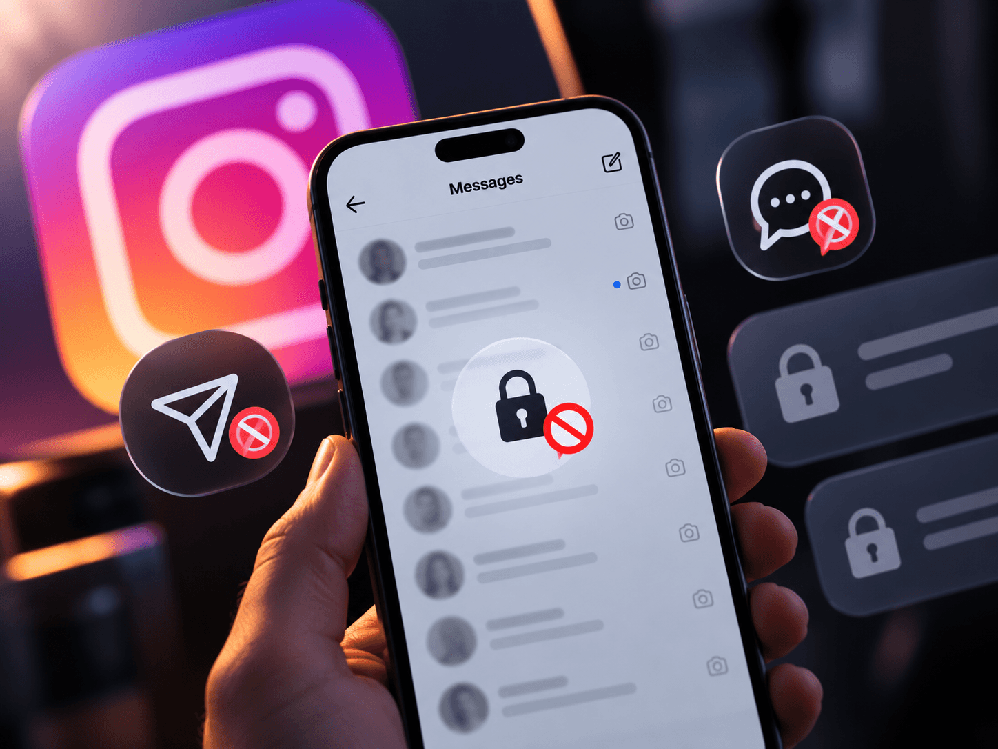 Instagram'da mesaj gönderme yetkisinin kısıtlandığını gösteren uyarı kartı