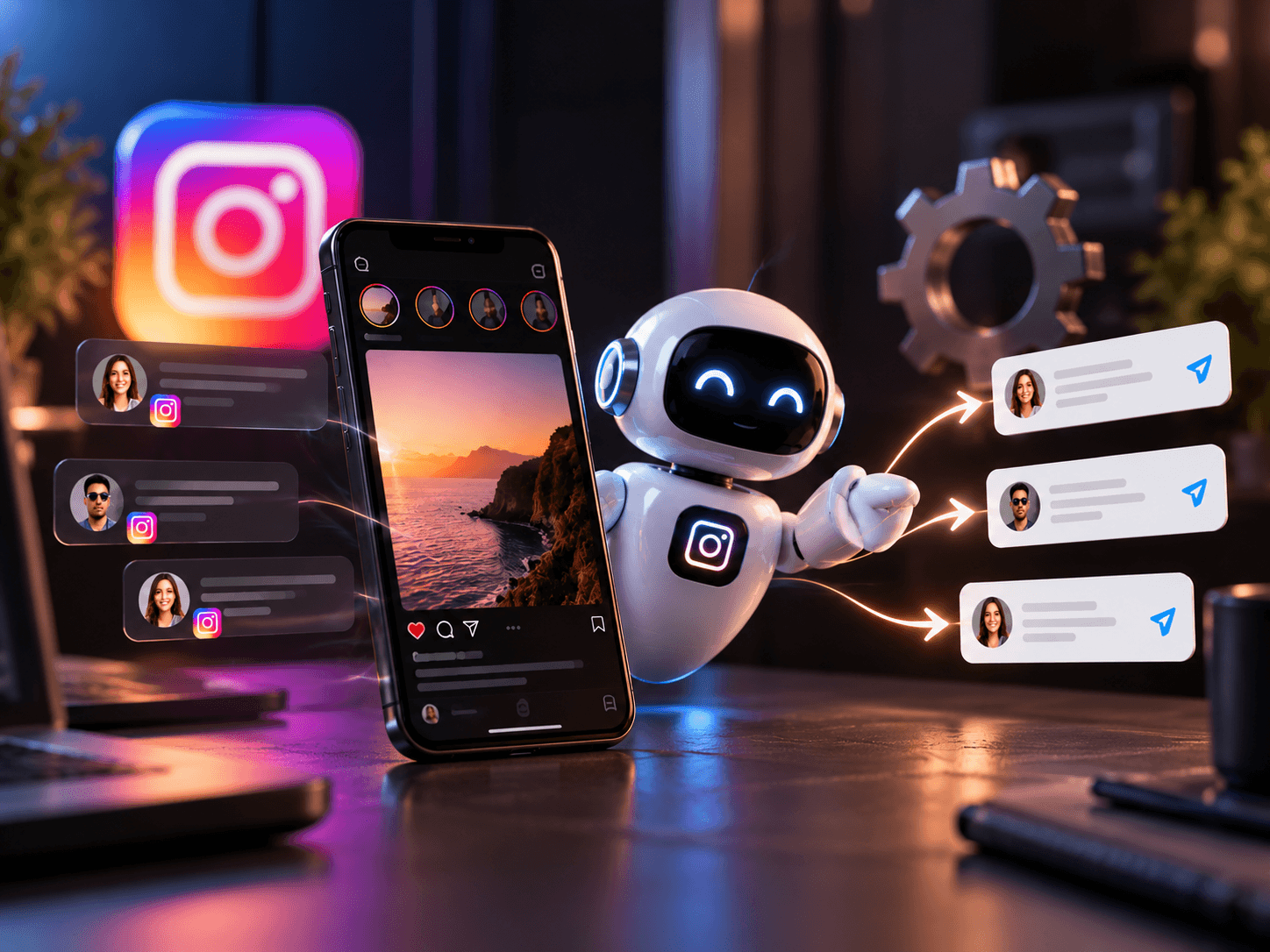 Instagram'da bir yoruma otomatik özel mesaj gönderildiğini simgeleyen kapak görseli